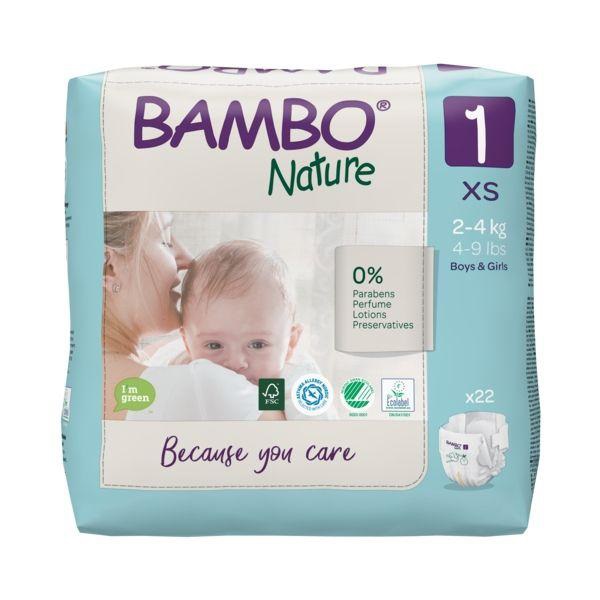 Bambo nature pañal recién nacido T1 XS (2-4Kg) 22 ud