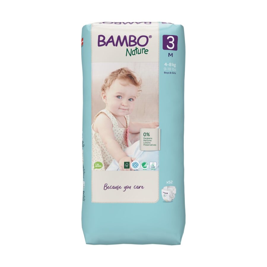 Bambo Nature Pañales Talla 3 M (4-8kg), 52 unidades