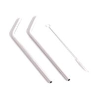 2 Pajitas dobladas reutilizables de acero inoxidable + 1 Cepillo