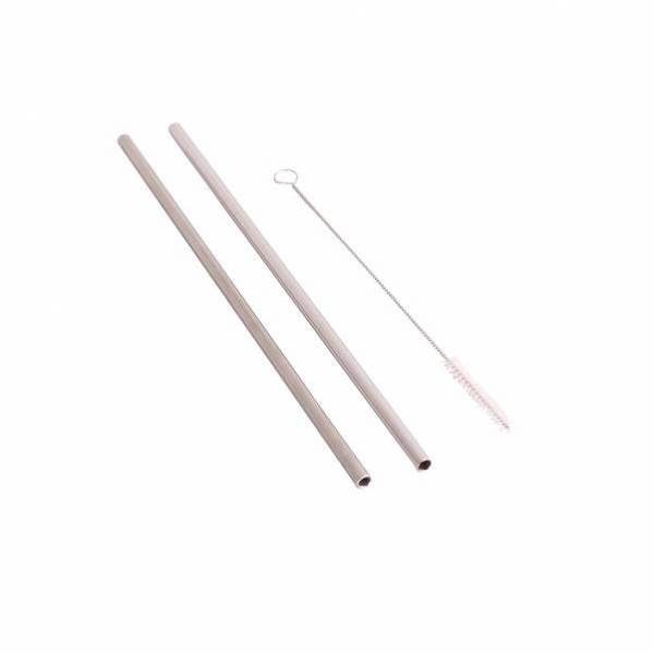 2 Pajitas rectas reutilizables de acero inoxidable + 1 Cepillo