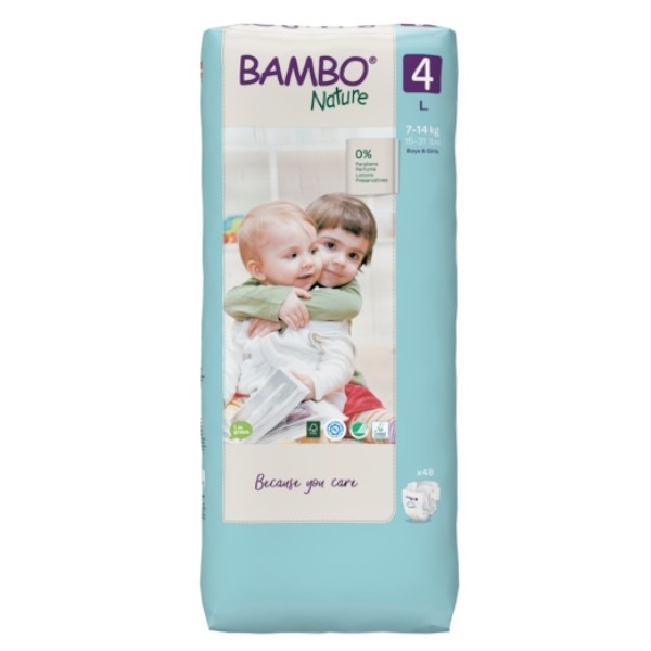 Bambo Nature Pañales Talla 4 L (7-14kg), 48 unidades - EcoAlbacete